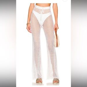 superdown White Crochet Knit Beach Cover-Up Pants